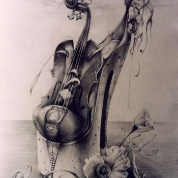 Pittura intitolato "Shoe Violin" da Neda Vassileva, Opera d'arte originale, Olio