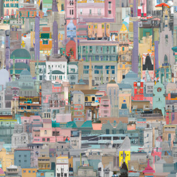 数字艺术 标题为“Levant Cityscape #1…” 由Nedaa Elias, 原创艺术品, 2D数字工作