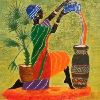 Painting titled "Devotional Spirite" by Mrs Neeraj- India, Original Artwork, Acrylic