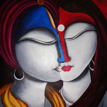 Pittura intitolato "Spiritual Fusion" da Mrs Neeraj- India, Opera d'arte originale, Acrilico