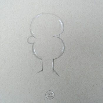 Drawing titled "Bubble face III" by Nef, Original Artwork, Pencil