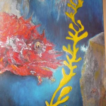 Painting titled "EAU /poisson rouge.…" by Martine Dupieux, Original Artwork
