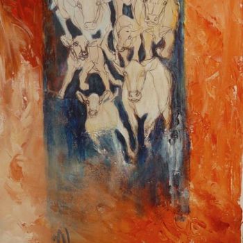 Painting titled "les vaches" by Martine Dupieux, Original Artwork