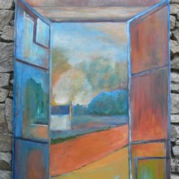 Schilderij getiteld "vu de la fenêtre" door Martine Dupieux, Origineel Kunstwerk