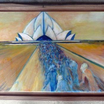 Schilderij getiteld "lotus temple" door Martine Dupieux, Origineel Kunstwerk