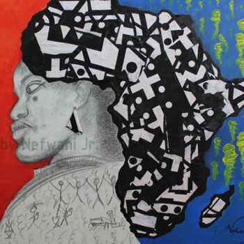 Malerei mit dem Titel "Wiza Kia Aflika" von Nefwani Junior, Original-Kunstwerk, Acryl