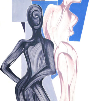 Malerei mit dem Titel "Двое (1)" von Nega, Original-Kunstwerk, Acryl