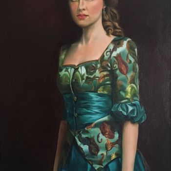 Painting titled "Woman and History" by Negin Tayebi, Original Artwork, Oil