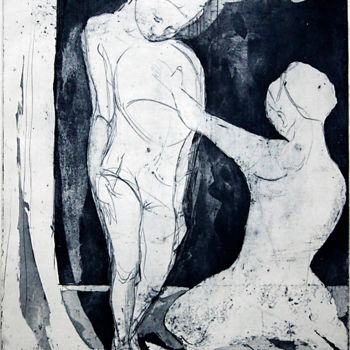 Printmaking titled "Escultora" by Néia Ferreira Martins, Original Artwork, Etching