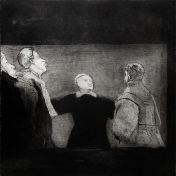 Printmaking titled "hamlet com a guarda" by Néia Ferreira Martins, Original Artwork, Etching