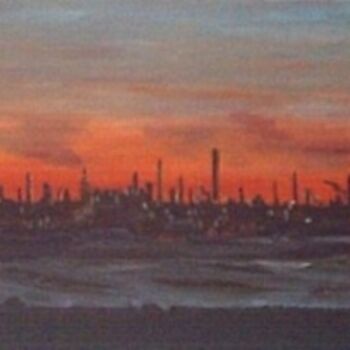 Peinture intitulée "FAWLEY OIL REFINERY…" par Neil Martin, Œuvre d'art originale