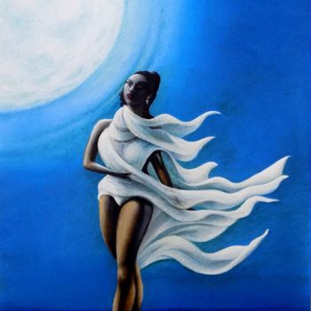 Peinture intitulée "Dance under the moon" par Neint Visiroff, Œuvre d'art originale, Huile