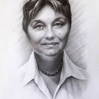 Drawing titled "Mature woman" by Neint Visiroff, Original Artwork, Pencil