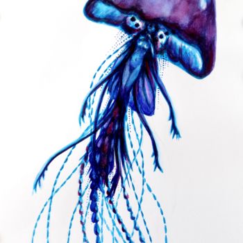 绘画 标题为“Tentacles of jellyf…” 由Neint Visiroff, 原创艺术品, 水彩