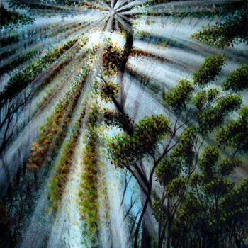 Painting titled "Game forest light" by Neint Visiroff, Original Artwork, Oil