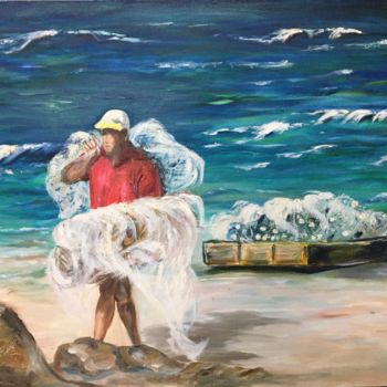 Pintura intitulada "Pescador II" por Neiva D Ávila, Obras de arte originais, Óleo