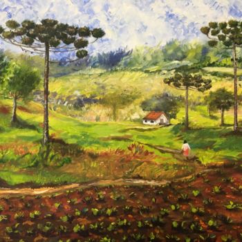 Peinture intitulée "Paisagem rural" par Neiva D Ávila, Œuvre d'art originale, Huile