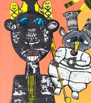 「Art singulier. Figu…」というタイトルのコラージュ Véronique Lestoquoy (neko92vl)によって, オリジナルのアートワーク, アクリル
