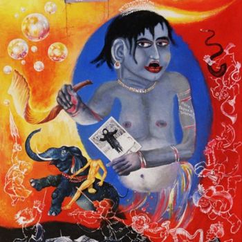 Painting titled "Hare Krishna" by Nekoda Singer, Original Artwork, Oil