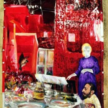 Painting titled "Eternal supper" by Nekoda Singer, Original Artwork, Oil