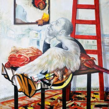 Pittura intitolato "Still life with the…" da Nekoda Singer, Opera d'arte originale, Olio
