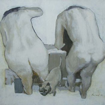 Painting titled "Two figures and a c…" by Vladimir Nekrasov, Original Artwork