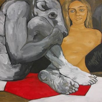 Painting titled "rape of Europa" by Vladimir Nekrasov, Original Artwork, Oil