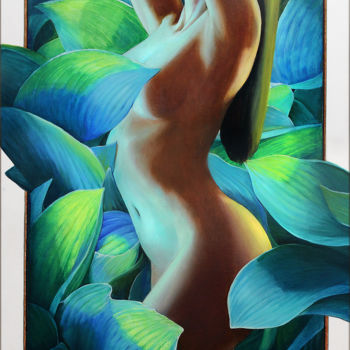 Painting titled "Hosta" by Svet Golo, Original Artwork, Oil