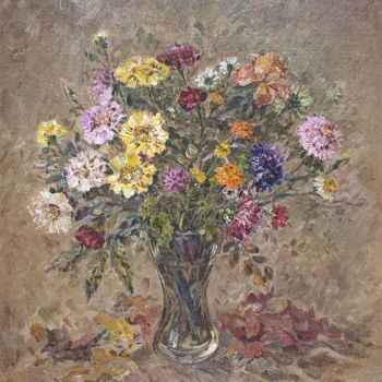 Pintura intitulada "Bouquet in a glass…" por Neli Salkova, Obras de arte originais, Óleo