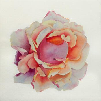 Painting titled "Rose from my mother…" by Nelia Hryhorenko, Original Artwork, Watercolor