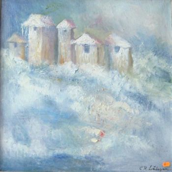 Pintura intitulada "Winter on the hill" por Cornelia Rusu Labosan, Obras de arte originais, Óleo