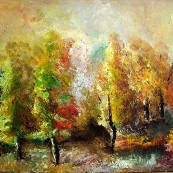 Painting titled "Awakening forest" by Cornelia Rusu Labosan, Original Artwork, Oil