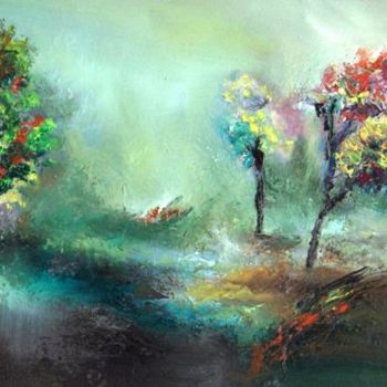 Painting titled "Forest Fog" by Cornelia Rusu Labosan, Original Artwork, Oil