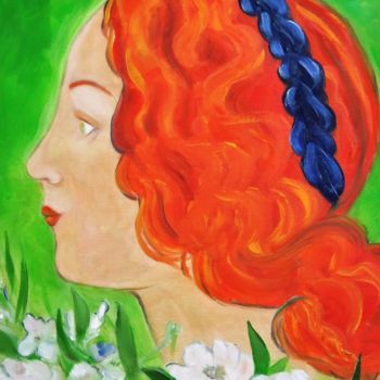 Painting titled "Redhead" by Nelie Meininger, Original Artwork, Oil