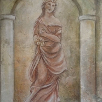 Painting titled "fresco lady in toog" by Nelie Meininger, Original Artwork, Pigments