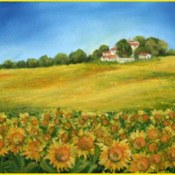 Schilderij getiteld "sunflowers in tusca…" door Nelie Meininger, Origineel Kunstwerk, Olie