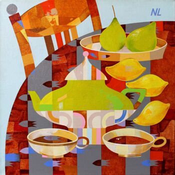 绘画 标题为“Table on the veranda” 由Neli Lukashyk, 原创艺术品, 丙烯