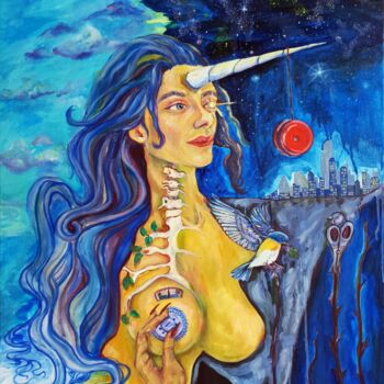 Painting titled "Aquarius - And Uran…" by Nelisa Nela Baždar, Original Artwork, Oil