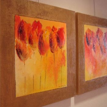 Schilderij getiteld "Tulpen" door Nell Van Groningen, Origineel Kunstwerk