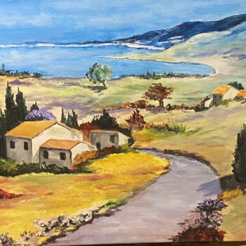 Painting titled "Paysage Provençal a…" by Nelly, Original Artwork, Acrylic