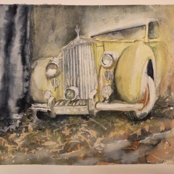 Painting titled "La roll's au bois d…" by Nelly Bouteliere, Original Artwork, Watercolor Mounted on Other rigid panel