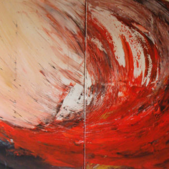 Картина под названием "Dans la vague rouge…" - Nelly Carnet, Подлинное произведение искусства, Акрил Установлен на Деревянна…