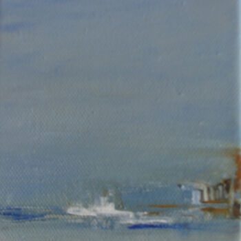 Painting titled "Au bord de la mer" by Nelly Carnet, Original Artwork, Acrylic Mounted on Wood Stretcher frame