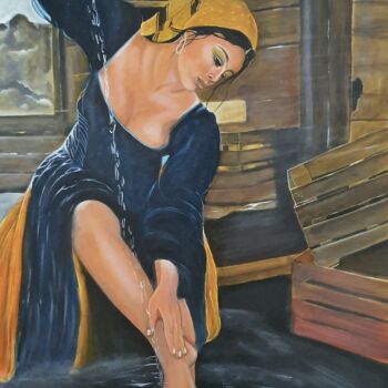 Pintura intitulada ""Esmeralda"" por Nelly Larue, Obras de arte originais, Óleo Montado em Armação em madeira