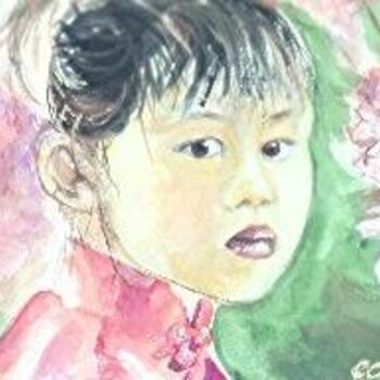Peinture intitulée "jeune asiatique" par Nelly Quéré Cougard, Œuvre d'art originale, Huile