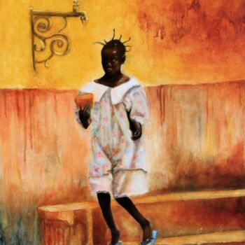 Картина под названием "A la fontaine2" - Nelly Quéré Cougard, Подлинное произведение искусства, Масло