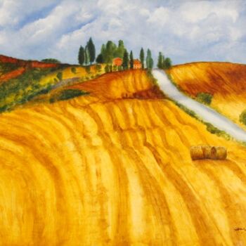 Painting titled "Toscane1" by Nelly Quéré Cougard, Original Artwork, Oil