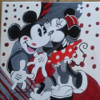 「Mickey et Minnie」というタイトルの絵画 Nelly Rouffetによって, オリジナルのアートワーク, アクリル