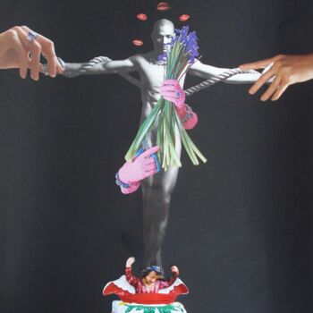Collagen mit dem Titel "Mater dolorosa" von Nelly Sanchez, Original-Kunstwerk