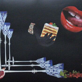 Collagen mit dem Titel "La Gourmandise" von Nelly Sanchez, Original-Kunstwerk
